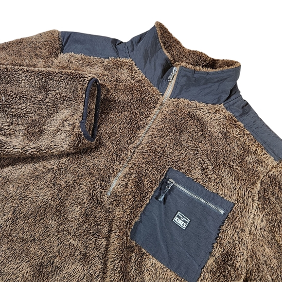 Kimes Ranch Sweater XXL Brown Whiskey Sherpa Fleece 1/4 Zip Pullover Deep Pile - Picture 1 of 10